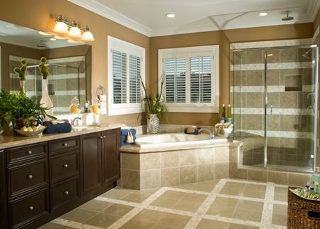 Bathroom with walk in shower and jacuzzi tub